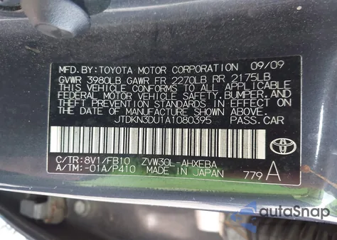 2010 Toyota Prius Ii from USA, damaged, VIN JTDKN3DU1A1080395